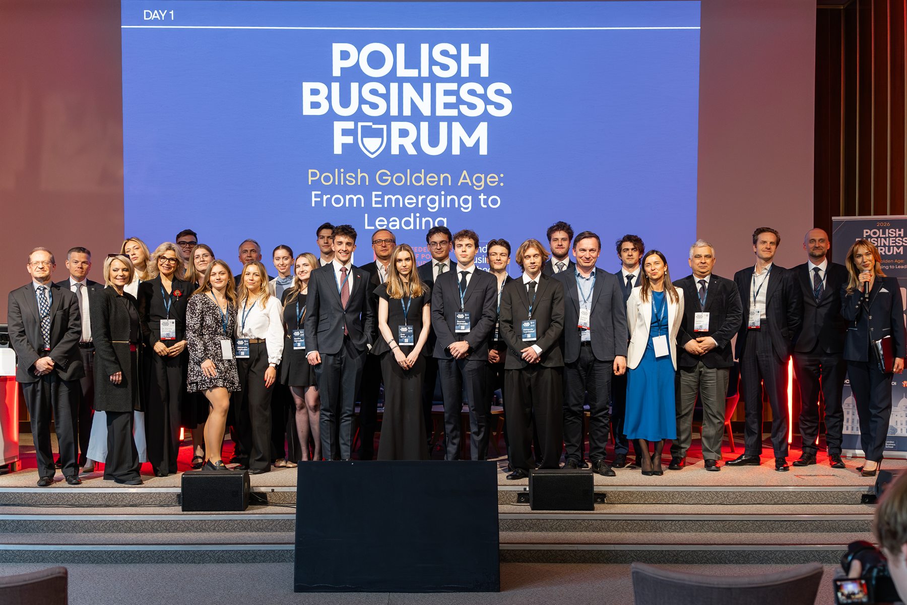 The Polish Business Forum team on the main stage at London Business School